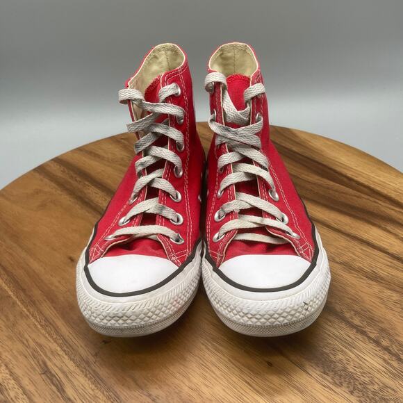 Converse Chuck Taylor All Star Shoes Womens 8 Red Hi Tops Casual Skate Sneakers - Picture 2 of 8